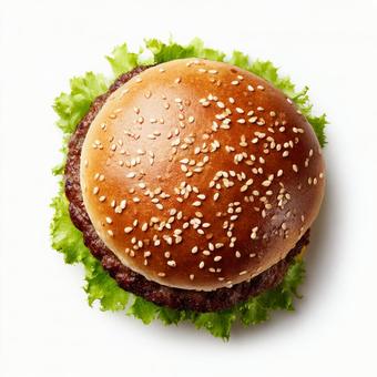上から見たハンバーガー 上から見たハンバーガーの写真