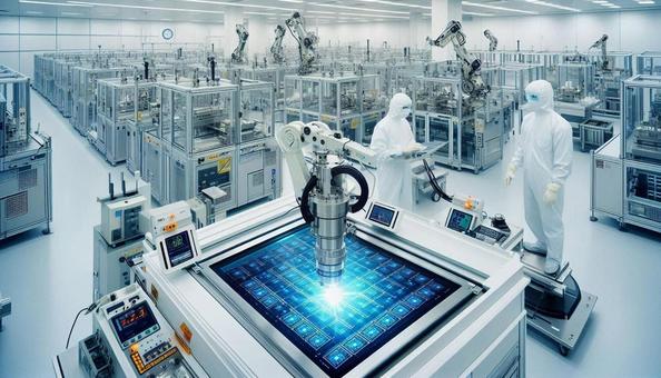 最先端の半導体製造クリーンルーム 最先端の半導体製造クリーンルームの写真