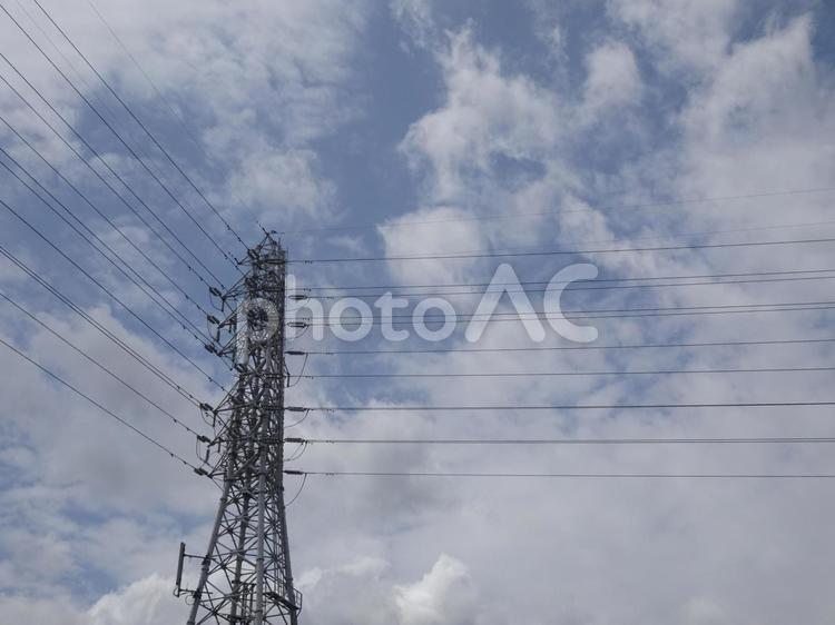 送電線と青空-2 青空,空,雲の写真素材
