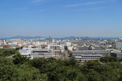 丸亀城からの眺め3 丸亀城からの眺め3 街並み,展望,丸亀城の写真素材