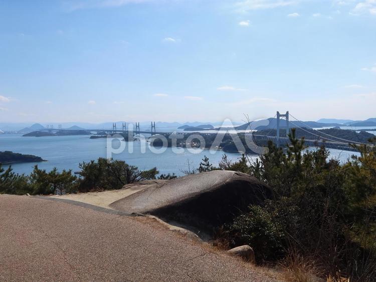 鷲羽山 第二展望台から見た瀬戸内海 鷲羽山,第二展望台,瀬戸大橋の写真素材