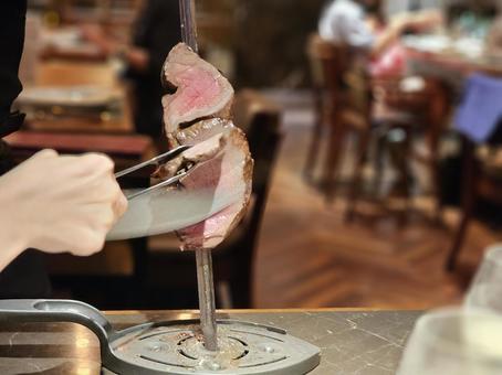 シュラスコ シュラスコ 肉,ブラジル料理,牛肉の写真素材