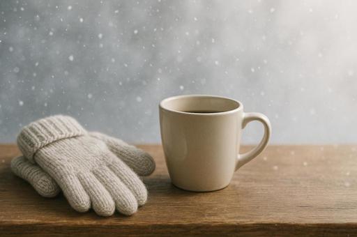 コーヒーと手袋 コーヒーと手袋の写真