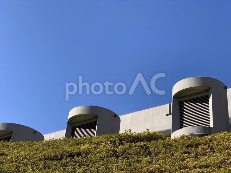 青空と代々木体育館 背景,風景,自然の写真素材