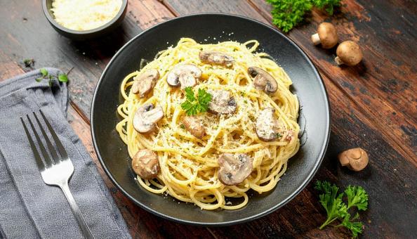 キノコのクリームパスタ キノコのクリームパスタの写真