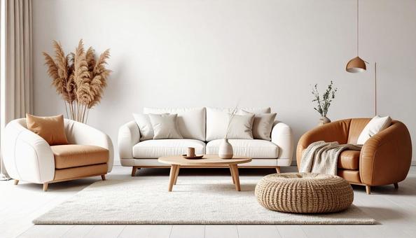 シンプルモダンの美しいリビングルームの写真