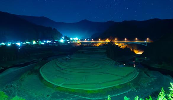 Photo, paddy field, chuan, starry sky, 