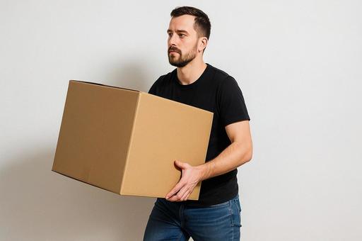 段ボール箱を運ぶ男性作業シーン・引っ越し 段ボール箱を運ぶ男性作業シーン・引っ越しの写真