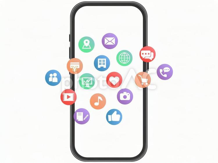 スマホのアプリアイコン　カラー版 スマホ,スマートフォン,モバイルの写真素材