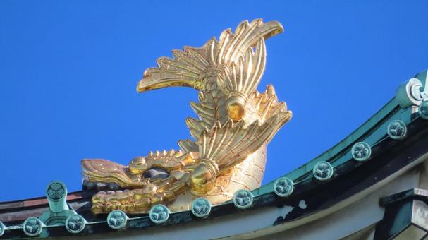 名古屋城　太陽光を受けて燦然と輝く金鯱 名古屋城,尾張徳川家,御三家の写真素材