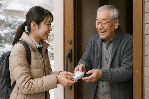 訪問介護士と高齢者の会話 訪問介護士と高齢者の会話の写真
