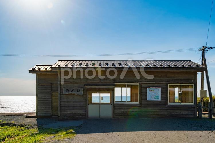 海が見える駅、五能線、驫木駅 驫木駅,五能線,深浦の写真素材