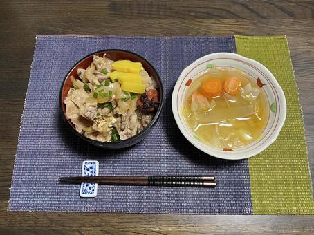 お食事 ぶた丼,豚肉,丼物の写真素材