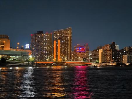 隅田川　夜景 隅田川,夜,夜景の写真素材