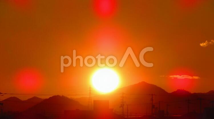 冬の氷点下の朝焼け 背景,朝焼け,冬の写真素材