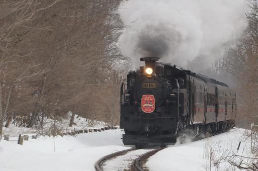 SL冬の湿原号 蒸気機関車,sl,sl冬の湿原号の写真素材