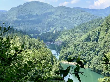 夏の只見線 夏の只見線 夏,風景,福島県の写真素材