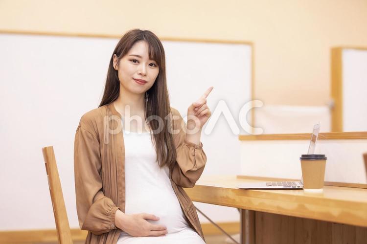 パソコンを使う妊婦のイメージ 妊婦,妊娠,産休の写真素材