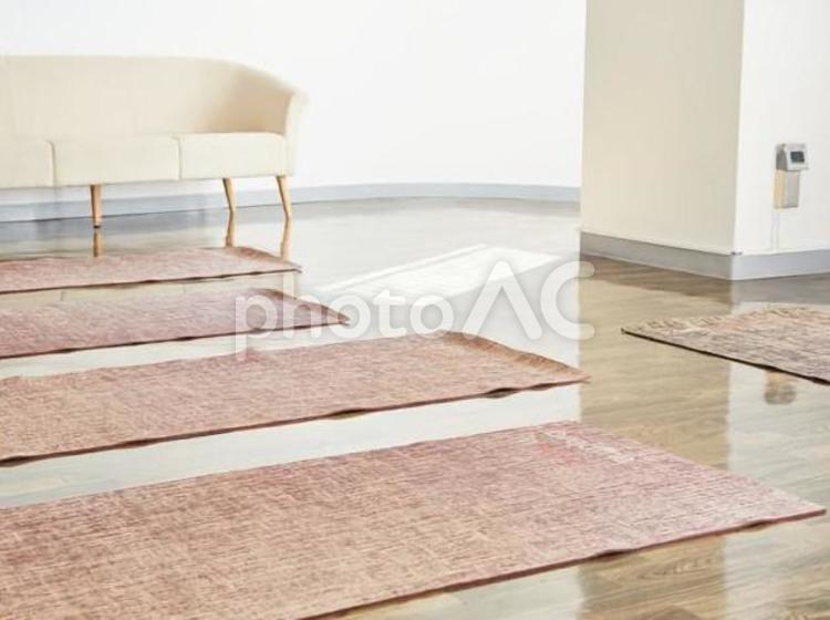 ヨガマットを敷いた室内 ヨガマット,マット,道具の写真素材