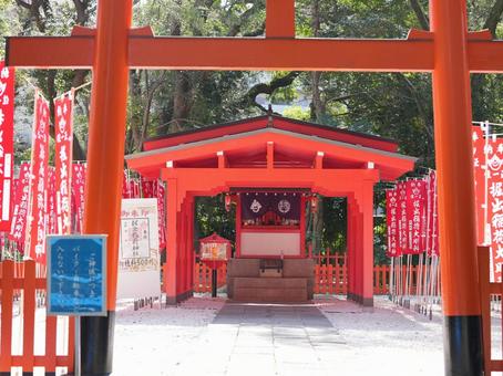 福岡護国神社の赤い鳥居と奉納旗 福岡護国神社の赤い鳥居と奉納旗 赤い鳥居,福岡の神社(地域が特定できる場,静かな風景の写真素材