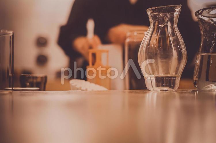 カフェのテーブルと水差し カフェ,テーブル,水差しの写真素材