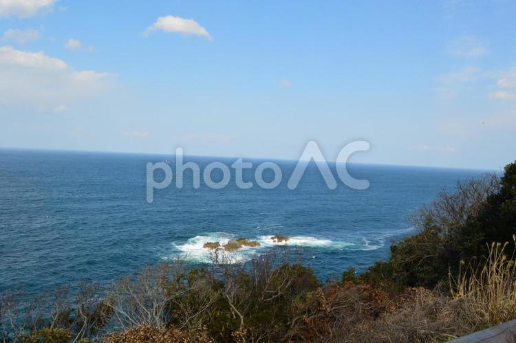 春の日本海の風景 春,日本海,海の写真素材