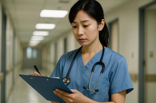 看護師として働く女性の写真