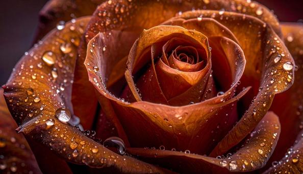 茶色のバラの花に水滴 ビューティー背景 茶色のバラの花に水滴 ビューティー背景の写真
