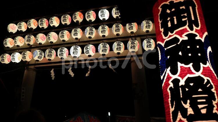 夏祭り、提灯、御神燈 夏祭り,御神燈,提灯の写真素材