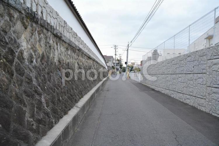 新旧石垣の狭間の道 路地,石垣,小道の写真素材