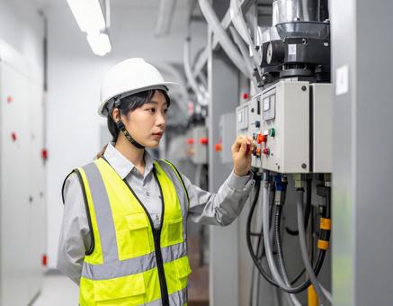 設備を操作・点検する女性作業員のイメージ 設備を操作・点検する女性作業員のイメージの写真