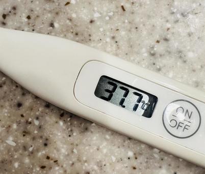 体温計 体温計,37.7度,37度の写真素材