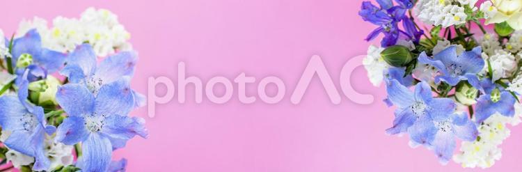 主に青と白の2種花束素材 花,青,デルフィニウムの写真素材