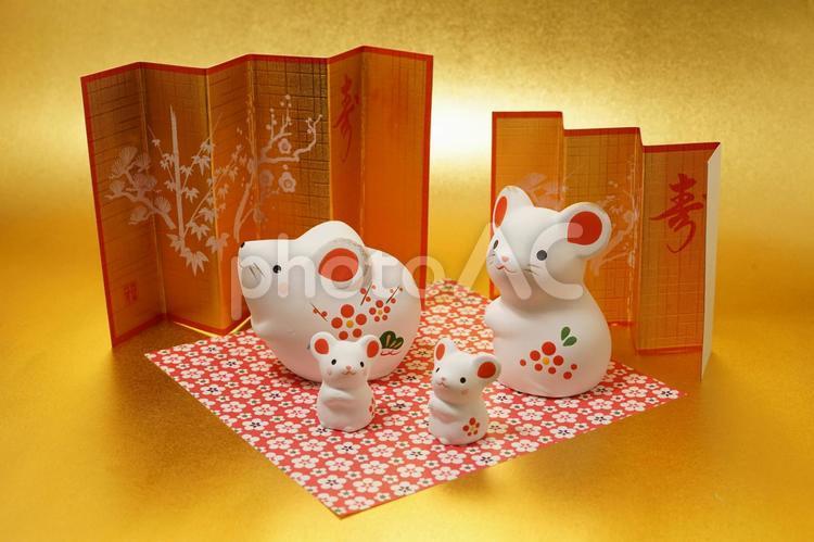 ねずみ年年賀状素材（年賀状素材・正月素材） 年賀状素材,子年,ねずみ年の写真素材