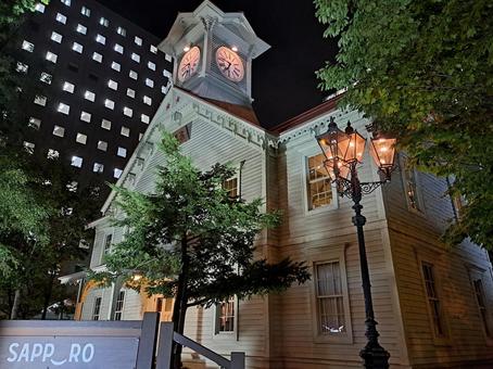 札幌時計台　夜 時計台,札幌,夜の写真素材