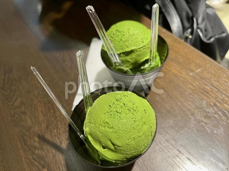 東京、浅草の抹茶アイスクリーム 抹茶アイスクリーム,抹茶アイス,東京の写真素材