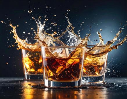 清涼感と躍動感のある飲み物のグラスの写真