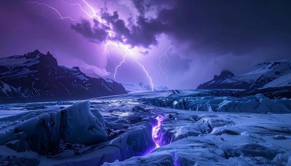 氷河を貫く雷光の一閃 氷河を貫く雷光の一閃の写真