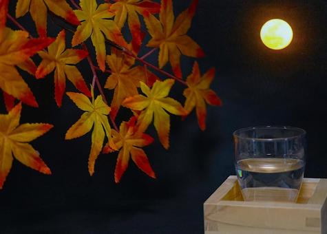 秋の月見酒② 秋の月見酒② 酒,月,枡の写真素材