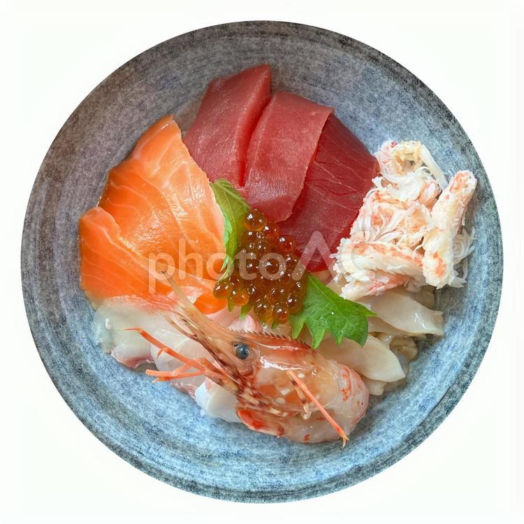 北海道の海鮮丼：真上（PSD背景切抜き） 海鮮丼,北海道,海鮮の写真素材