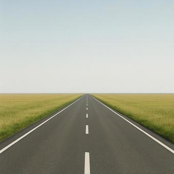 どこまでも延びる道路 どこまでも延びる道路の写真