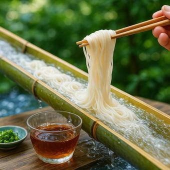 流しそうめん 流しそうめんの写真