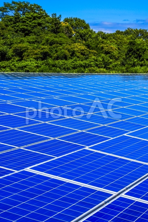 ソーラーパネルと自然風景 ソーラーパネル,発電パネル,太陽光の写真素材