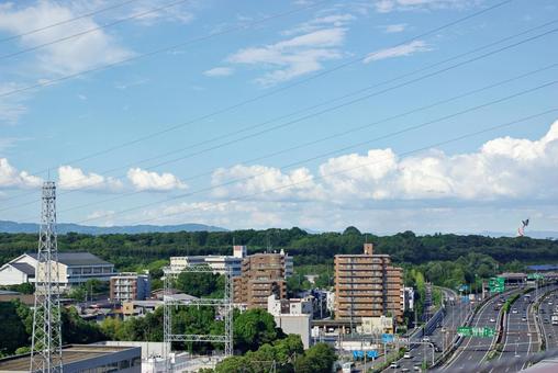 大阪北摂の夏の風景 大阪北摂の夏の風景 北摂,吹田市,阪急千里線山田駅付近の写真素材