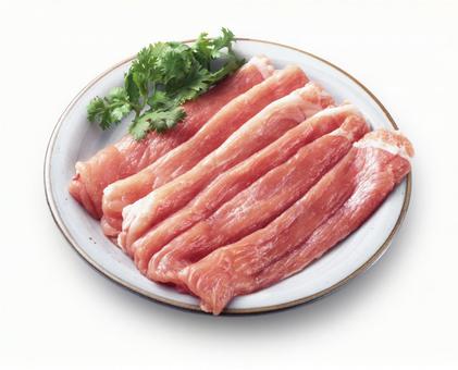 豚肉薄切り 皿盛り 豚肉薄切り 皿盛りの写真