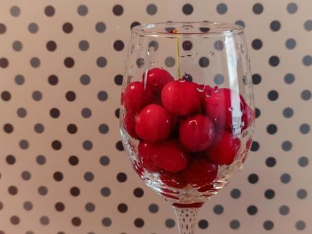 Photo, cherry, wine glass, fruits, 