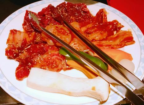 焼肉 焼肉,牛カルビ,牛肉の写真素材