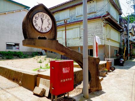 神島時計台 時計台,神島,潮騒の写真素材