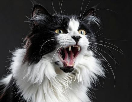 威嚇する猫 威嚇する猫の写真