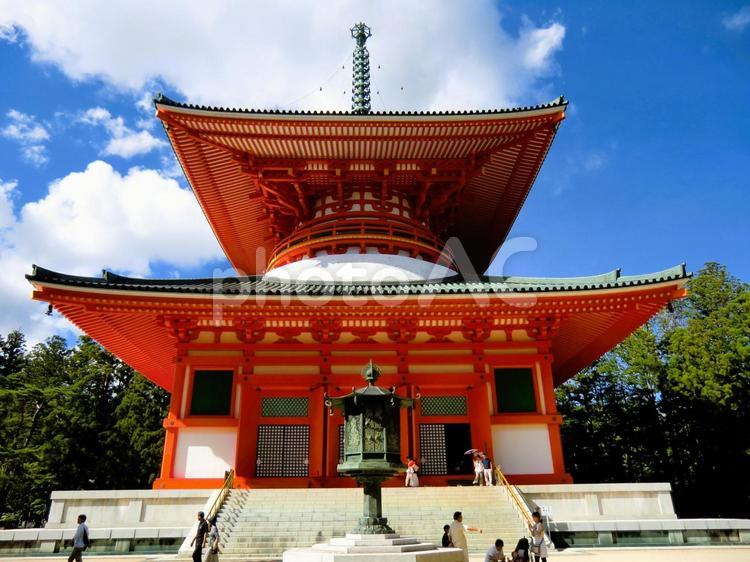 壇上伽藍 高野山 壇上伽藍 高野山 世界遺産,仏閣,赤の写真素材